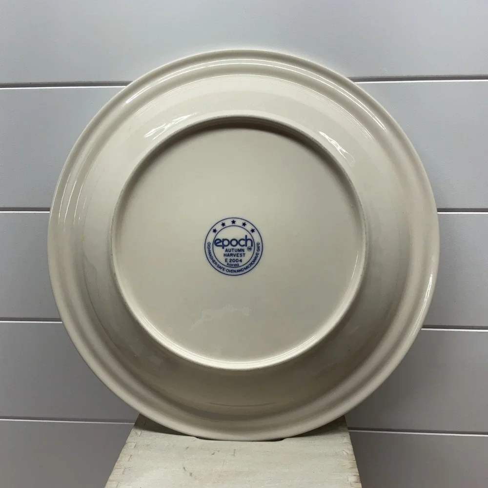 Epoch Autumn Harvest Stoneware Dinner Plate Corn Mushroom Tomato Korea E 2004
